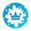 Icona con corona blu e bianca, simbolo di prestigio o riconoscimento.