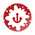 Logo rosso con ancora al centro e ingranaggio intorno.